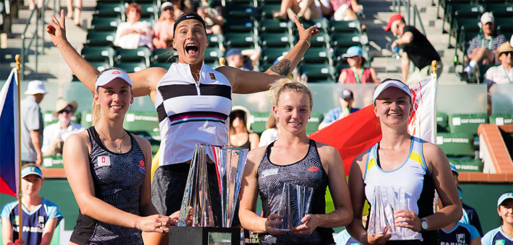Elise Mertens, Aryna Sabalenka, Barbora Krejcikova en Katerina Siniakova - © Jimmie48 Tennis Photography