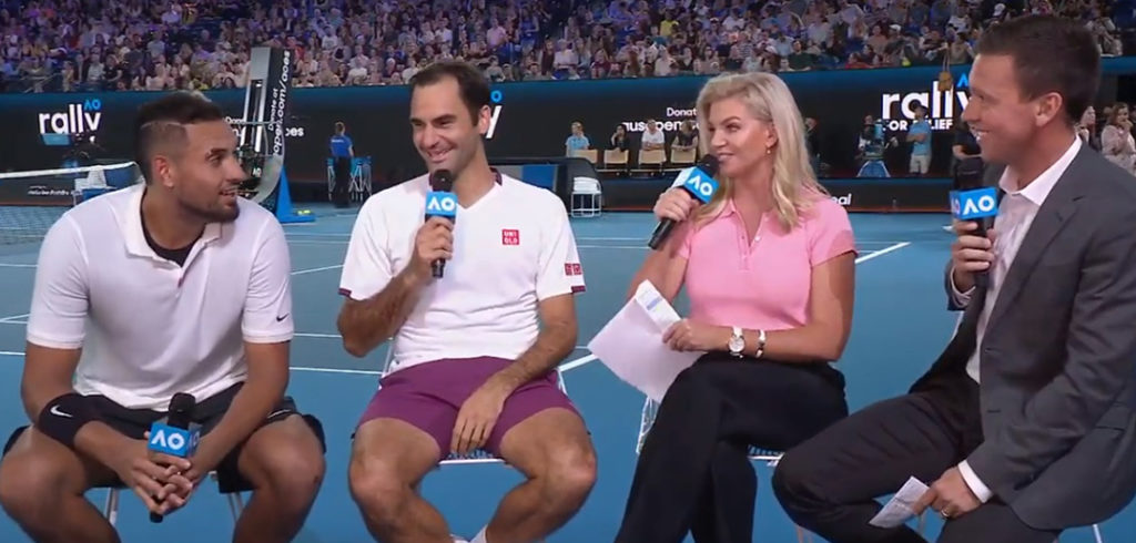 Nick Kyrgios en Roger Federer - © Youtube