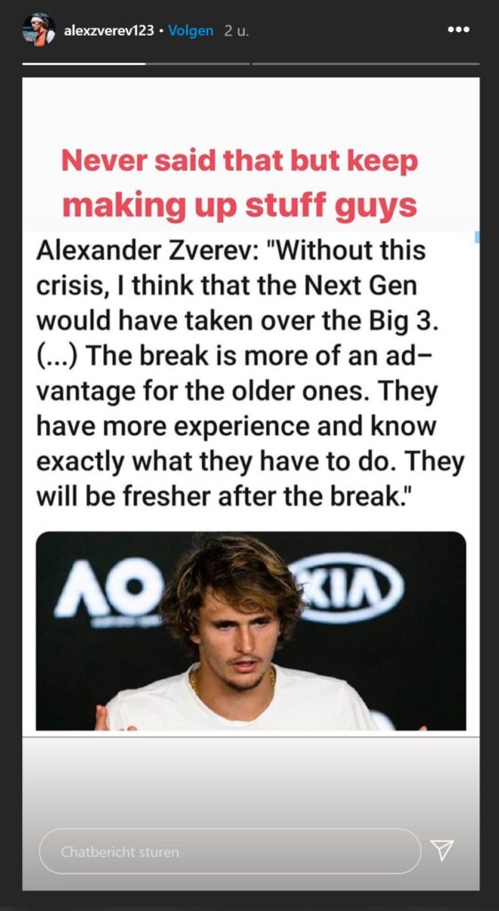 Alexander Zverev Instagram Story - © Alexander Zverev (Instagram)