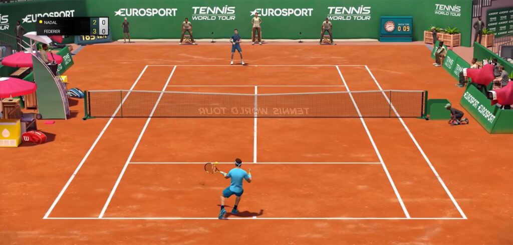 Rafael Nadal en Roger Federer in Tennis World Tour - © YouTube