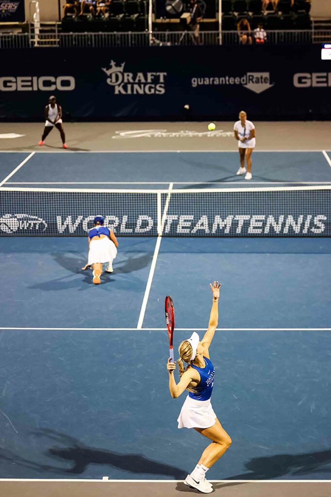 Eugenie Bouchard, Bethanie Mattek-Sands, Kim Clijsters en Hailey Baptiste - © World TeamTennis